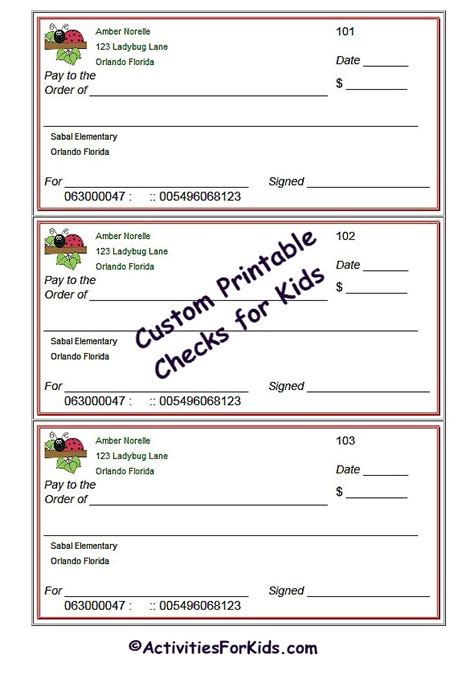 blank check templates for kids.